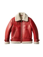 Aviator Shearling Red Leather Jacket
