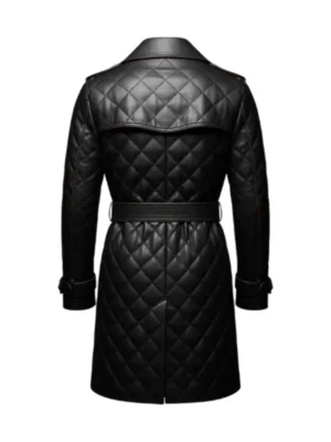 Black Diamond Quilted Leather Car Coat