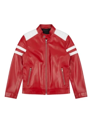 Classic Red Leather Motorcycle Jacket