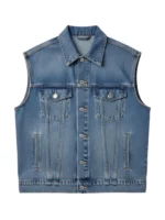 Men Blue Denim Vest