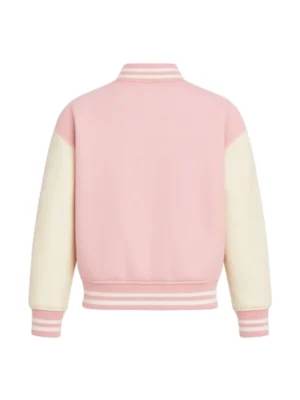 Pink Wool Cropped Varsity Jacket