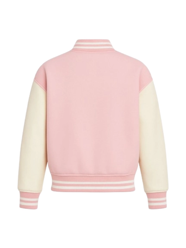 Pink Wool Cropped Varsity Jacket