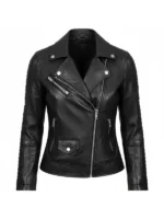 Women Lambskin Leather Black Biker Style Jacket