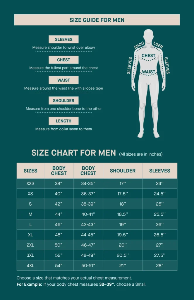 Jacket Cult Size Guide For Men