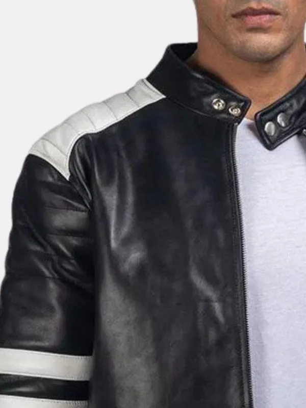 Black And White Leather Jacket Men Brad