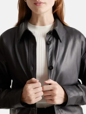 Black Leather Shirt Style Jacket