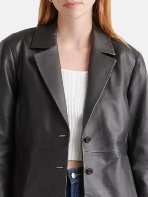 Black Long Leather Trench Coat