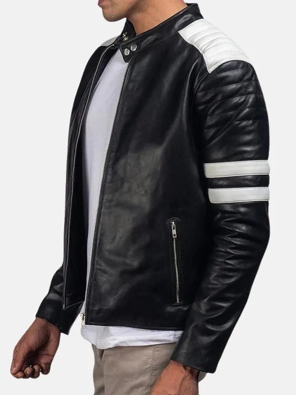 Brad Black And White Leather Jacket Men
