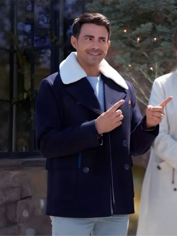 Jonathan Bennett Blue Peacoat Finding Mr. Christmas S02