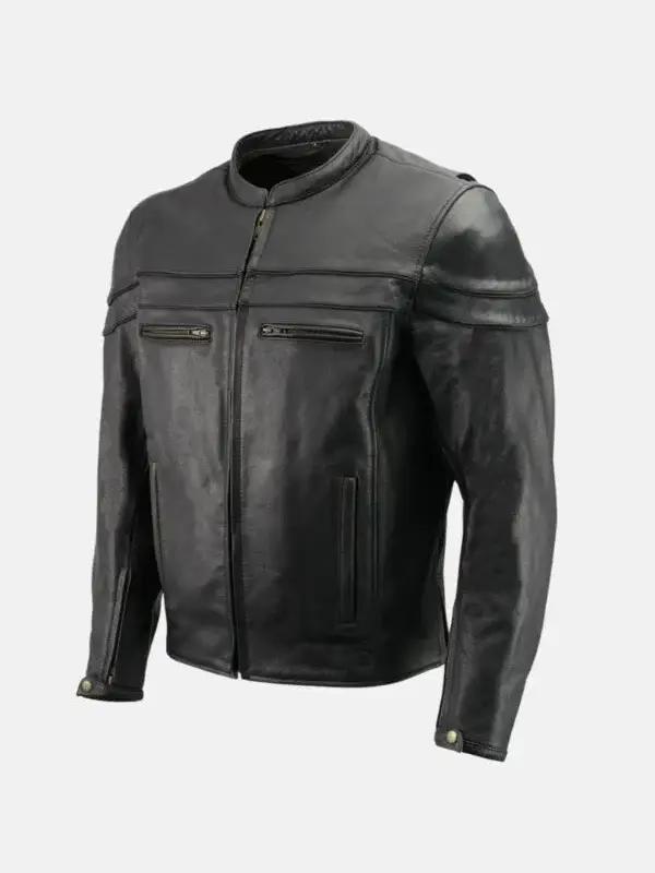 Men Black Leather Motorcycle Jacket