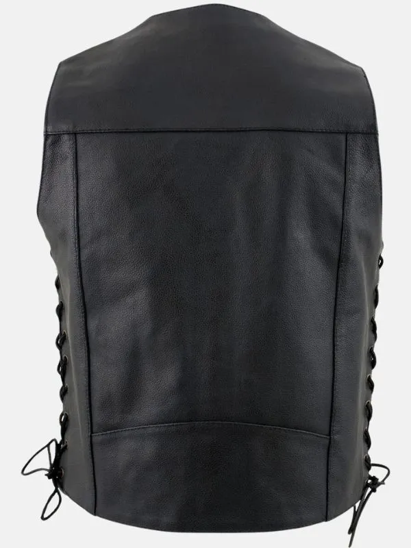 Men Black Motorcycle Vest