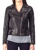 Women Black Upton Leather Biker Jacket