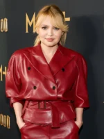 Elena-Matei-Robin-Hood-Premiere-2025-Red-Leather-Jacket