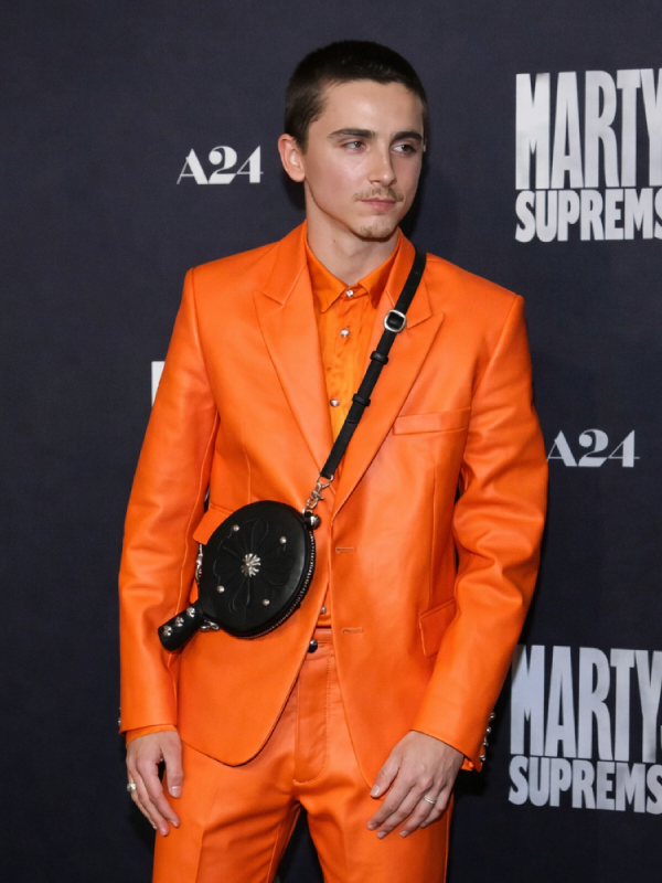 Marty Supreme Premiere Timothee Chalamet Blazer Orange