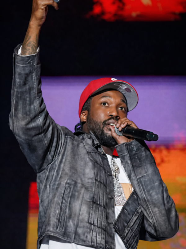 Meek-Mill-Roots-Picnic-2025-Grey-Leather-Jacket
