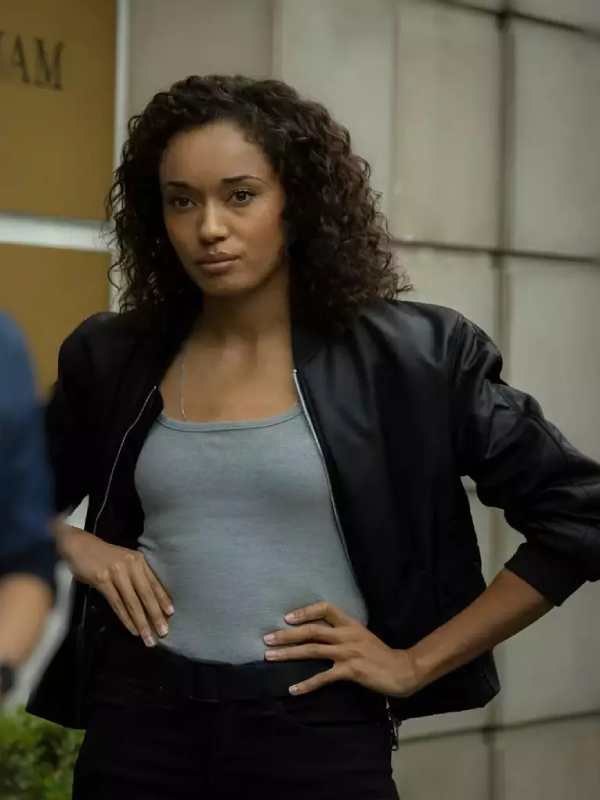 Michelle-Mackey-Olivia-Swann-Black-Bomber-Jacket