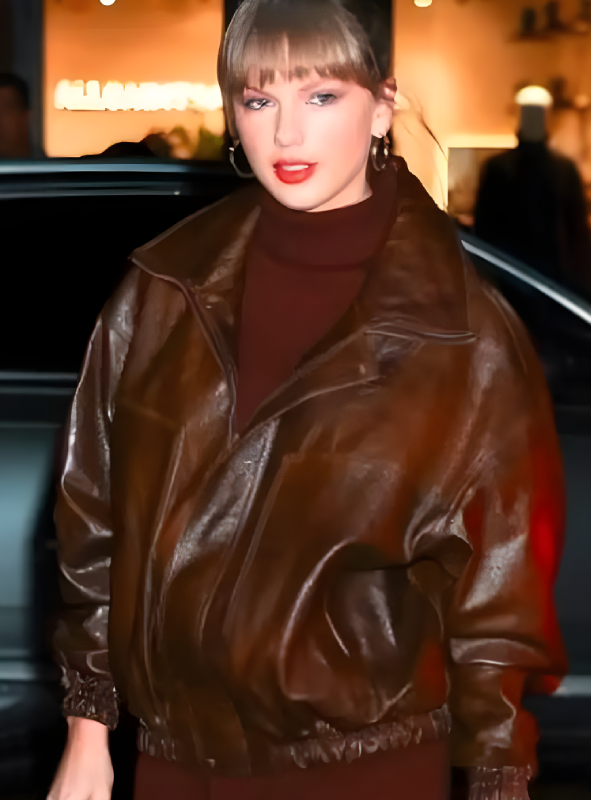 NYC-Taylor-Swift-Brown-Leather-Jacket