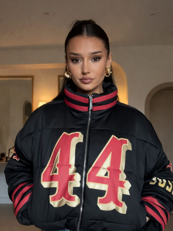 San-Francisco-49ers-2026-Kristin-Juszczyk-Black-Puffer-Jacket