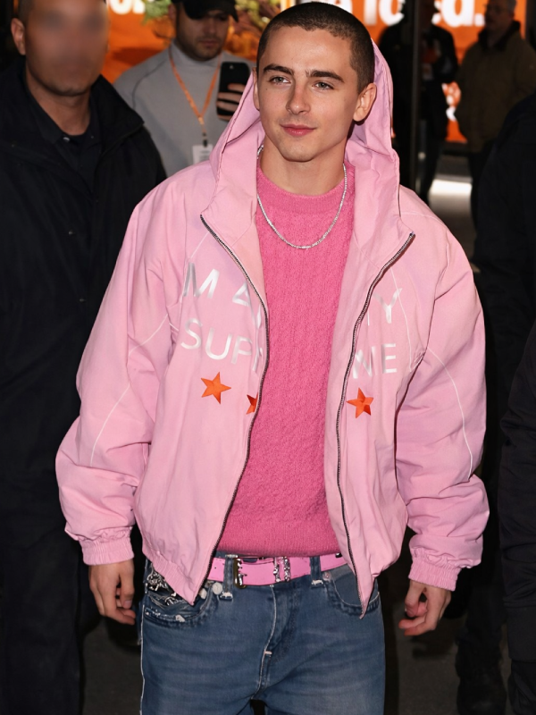 Timothee Chalamet Pink Marty Supreme Jacket