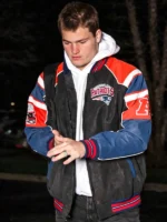 Drake Maye Patriots Leather Jacket