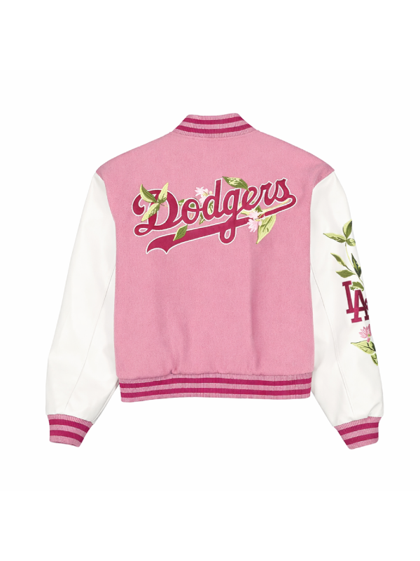 LA Dodgers Floral Pink Varsity Jacket