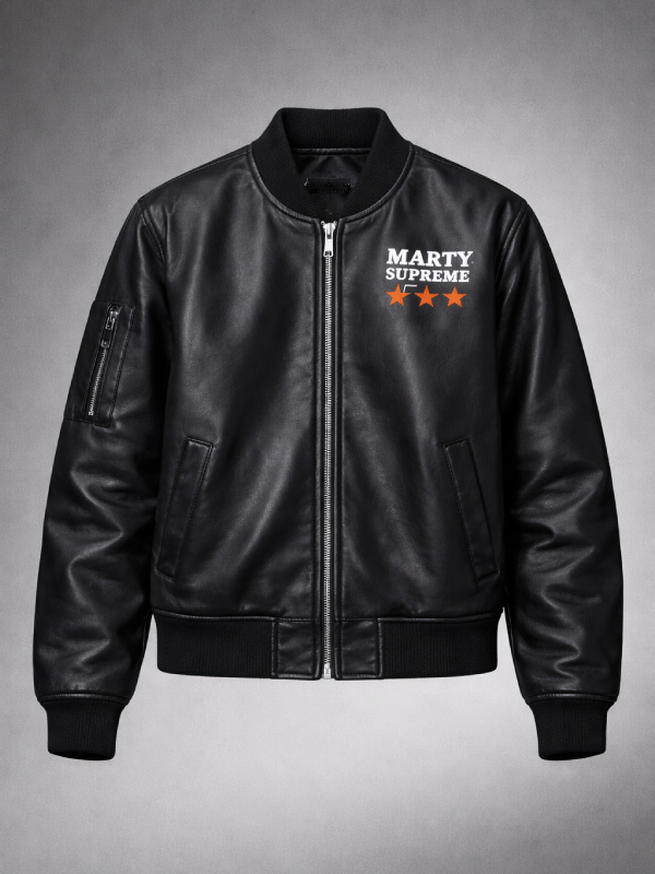 Marty-Supreme-Black-Bomber-Leather-Jacket
