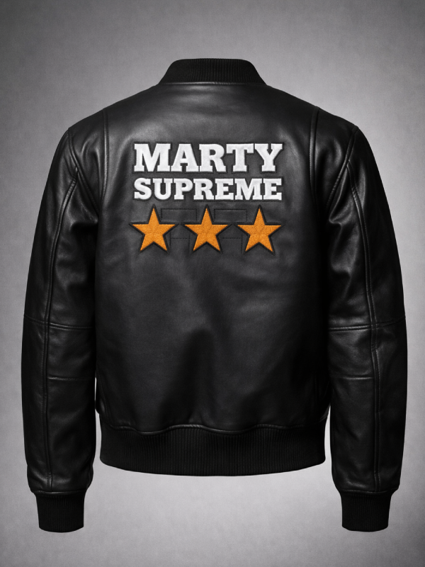 Marty Supreme Bomber Leather Jacket Black