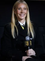 Marty Supreme Premiere Gwyneth Paltrow Black Wool Coat