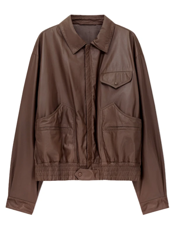 Super Bowl LX Charlie Puth Brown Leather Jacket