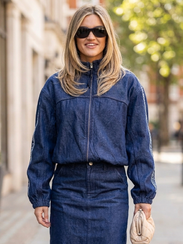 Ashley Roberts Global Radio Studios Blue Denim Jacket