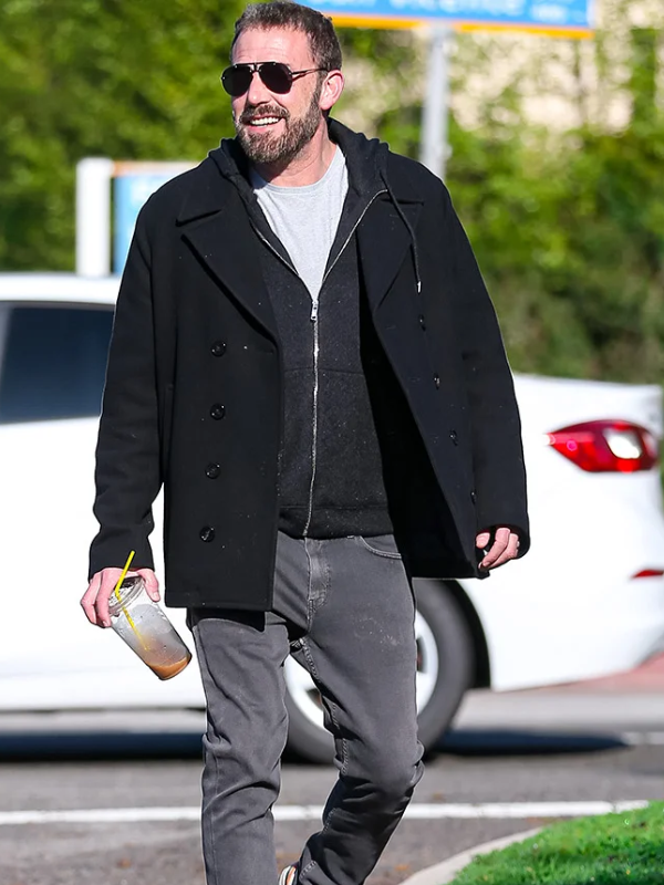 Ben Affleck NYC 2026 Black Wool Peacoat