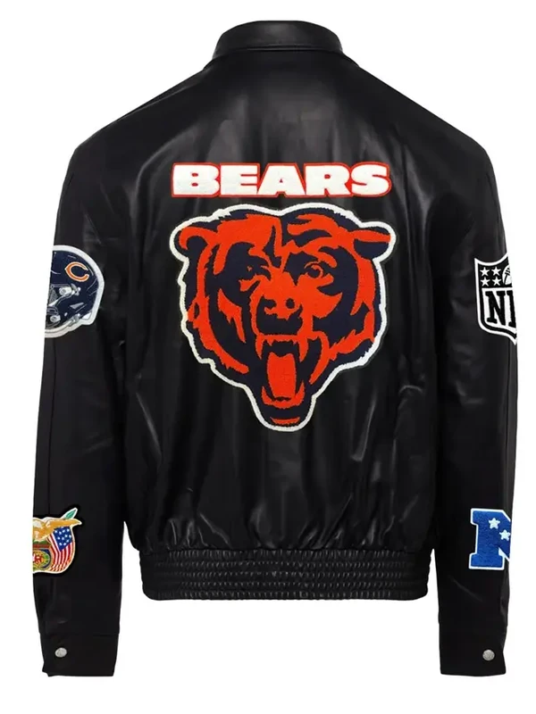 Chicago Bears Black Leather Bomber Jacket