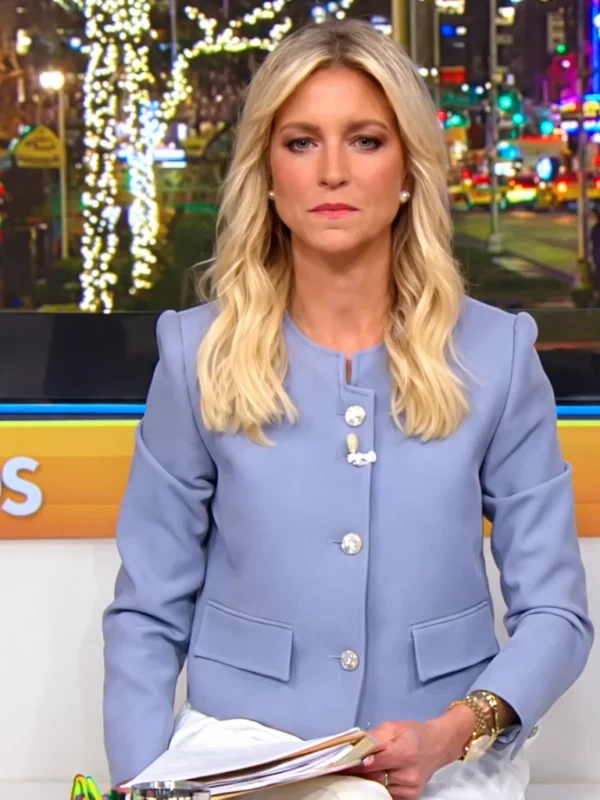 Fox and Friends Ainsley Earhardt Blue Cropped Jacket