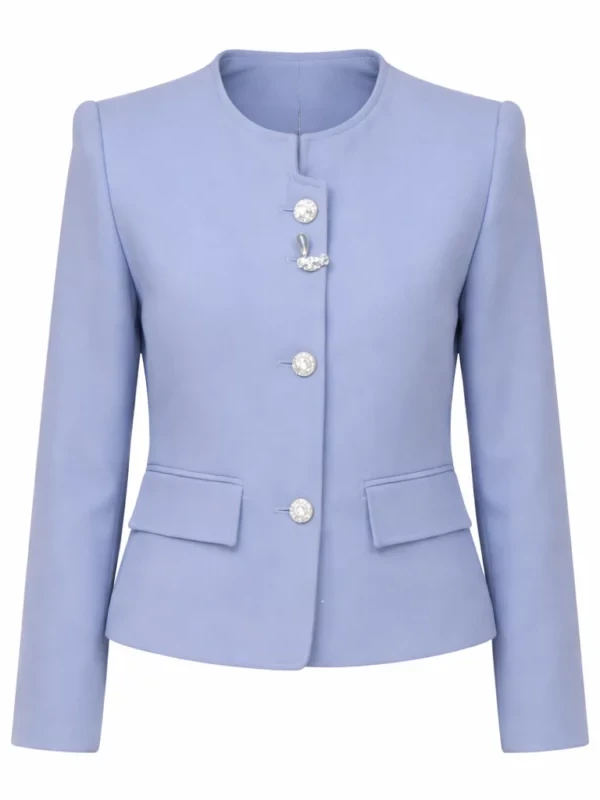 Fox and Friends Co Host Ainsley Earhardt Blue Cropped Jacket