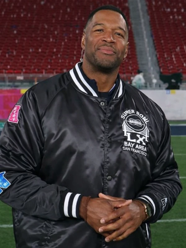 Good Morning America Michael Strahan Black Varsity Jacket