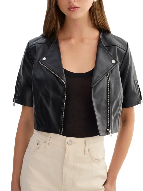 Press Conference 2026 Rousey Black Leather Jacket