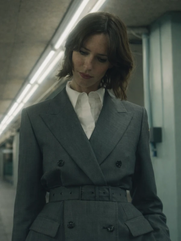 Rebecca Hall The Beauty S01 Grey Belted Blazer