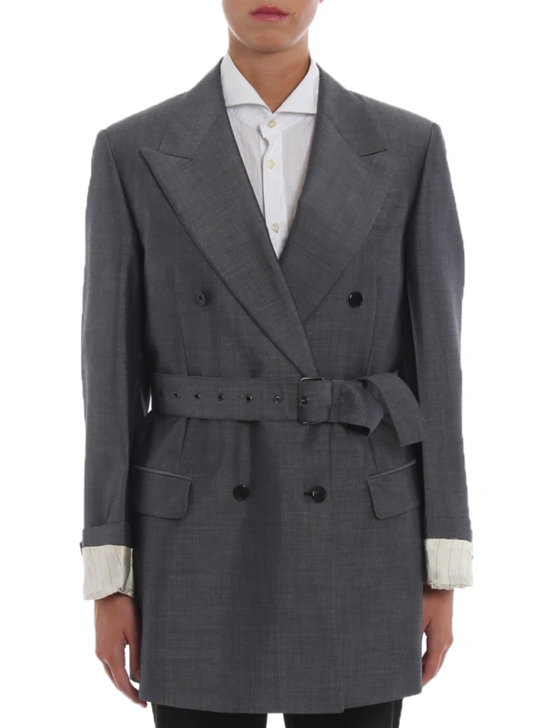 Rebecca Hall The Beauty S01 Jordan Bennett Grey Belted Blazer