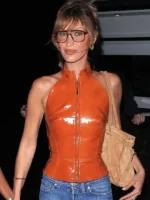 Shop Bella Hadid Orange Fitted Vest