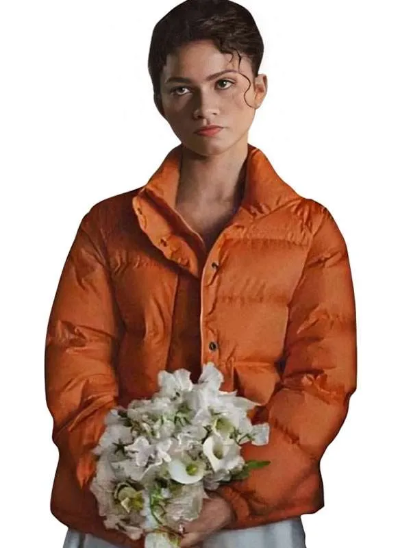Zendaya The Drama Orange Puffer Jacket