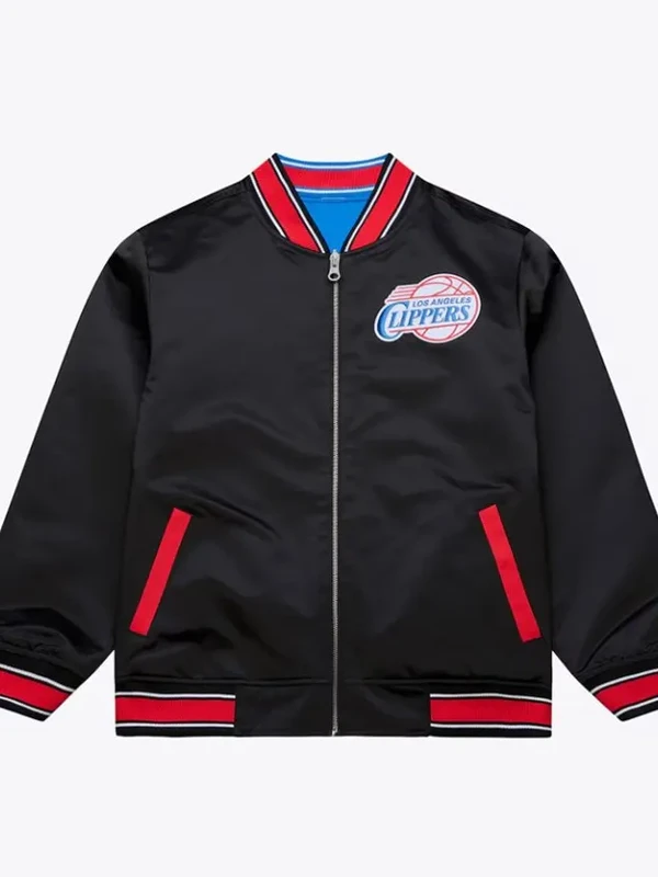 1983 LA Clippers Satin Jacket Black and Red