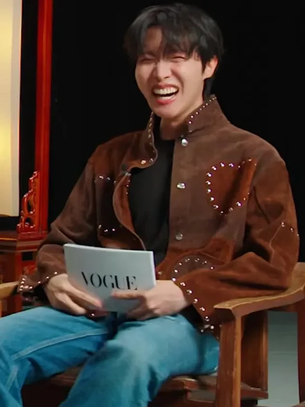 BTS Jung Ho seok Teaches You Korean J Hope Studded Brown Suede Leather Western Jacket