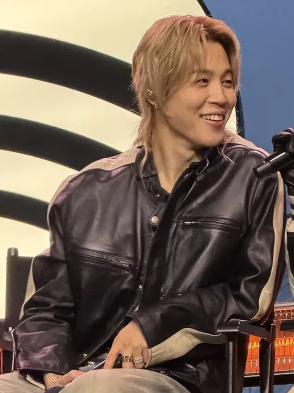 BTS Spotify Event Normal 2026 Jimin Striped Leather Jacket