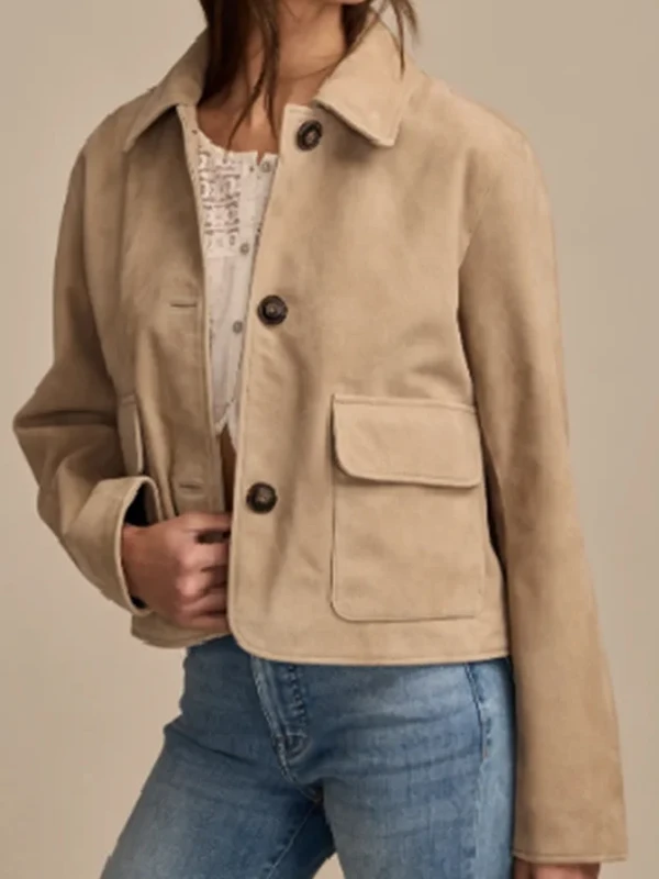 Belle Skinner Marshals S01 Suede Crop Jacket For Sale