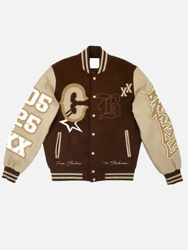 Breezy Bowl XX Brown And Beige Letterman Jacket