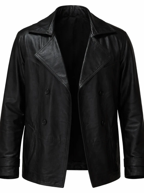 CIA Tom Ellis Colin Glass Black Leather Coat F
