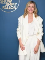 Cameron Diaz at The Tonight Show 2026 White Coat