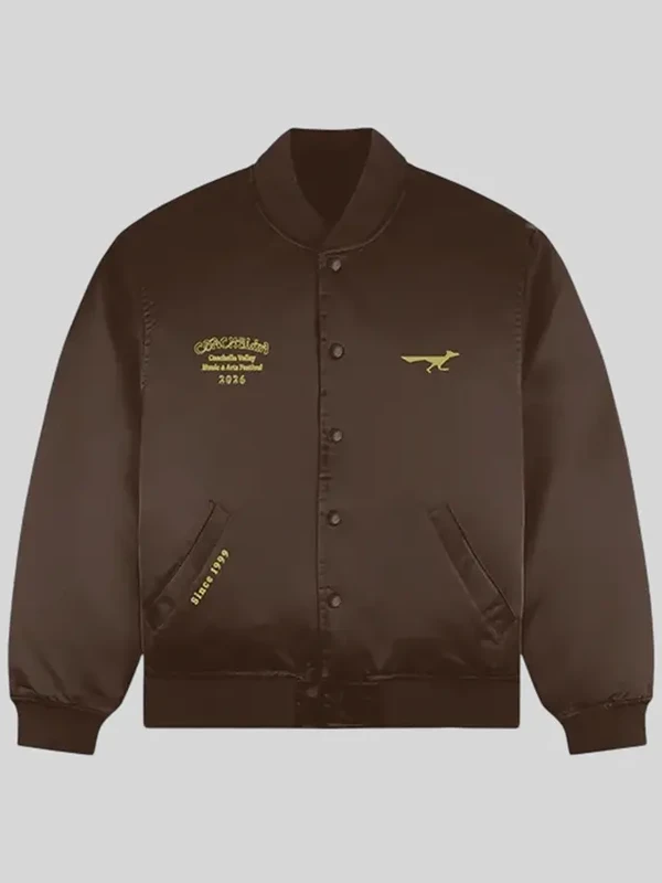 Coachella Brown Bomber Jacket Front