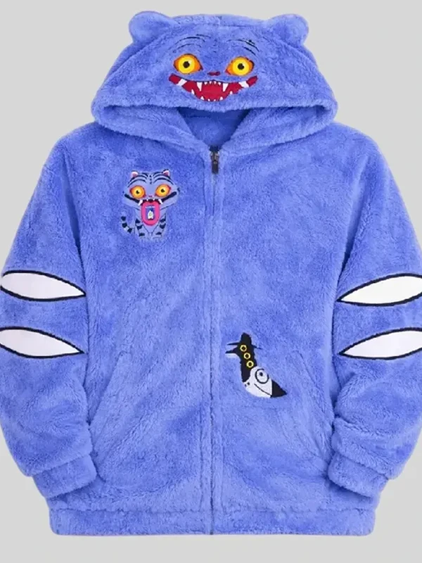Derpy Tiger KPop Demon Hunters Sherpa Hoodie