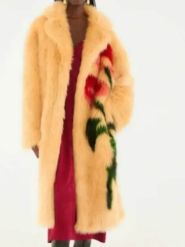 Elsbeth Tascioni Elsbeth S03 Yellow Flower Fur Coat For Sale